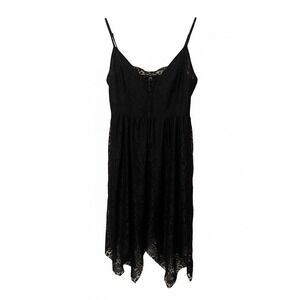 Nextmia‎ Black Lace Camisole Slip Dress Sz 16 Dainty Eyelet Handkerchief Hemline